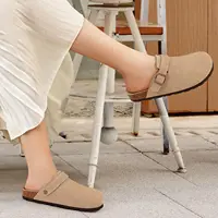 Evshine Sabots et mules unisexe en cuir véritable pour femmes et hommes, à enfiler, avec sangle réglable, soutien de la voûte plantaire et semelle intérieure en liège 3