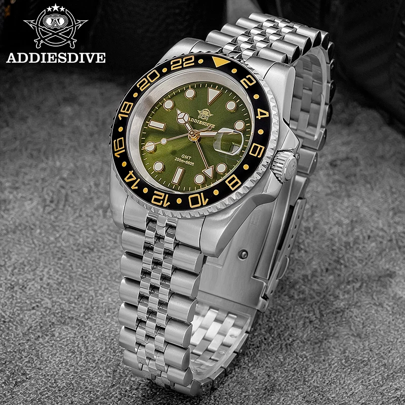 Stainless Steel Quartz Gmt Movement ADDIESDIVE NEW GMT Quartz