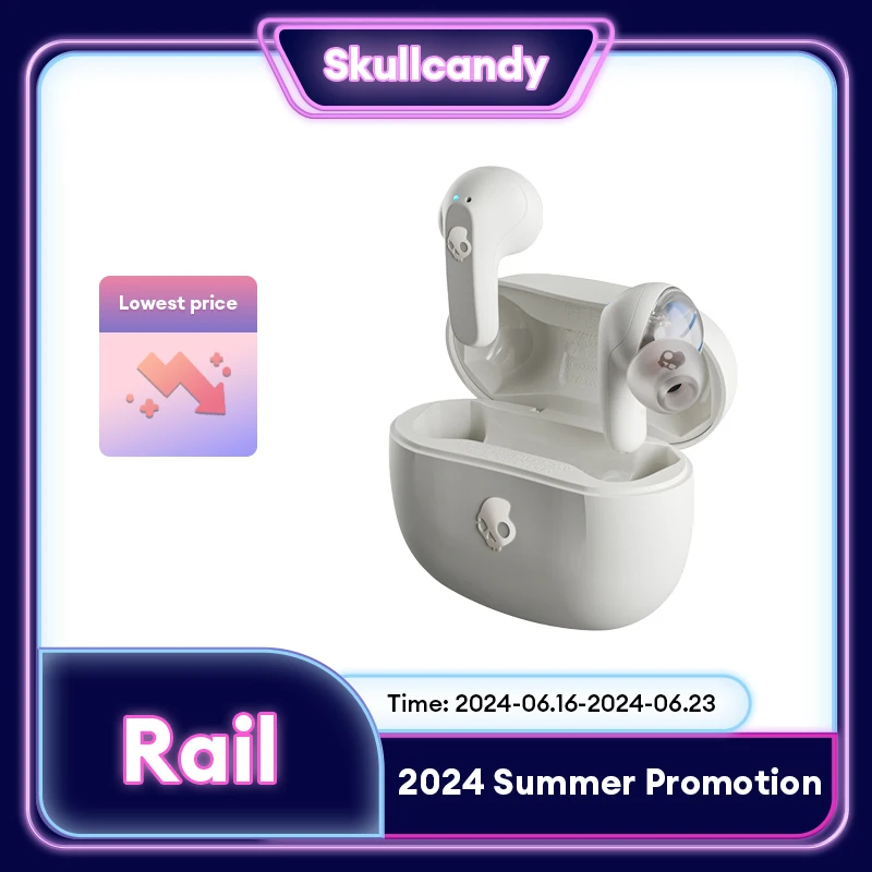 

Choice Skullcandy Rail Wireless Earbuds Water and Dust Resistant Earphone Clear Voice and Smart Mic Headphones For New Year Gift