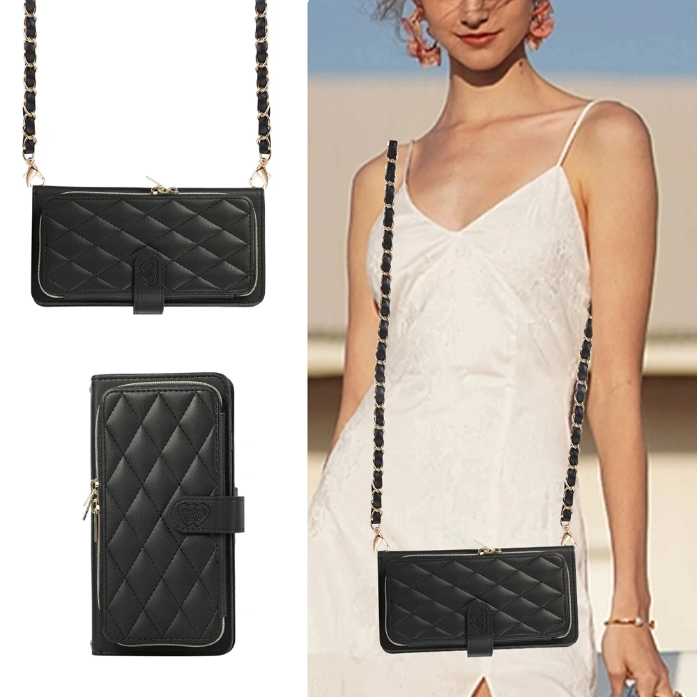 Crossbody Leather Wallet Phone Case with Strap
