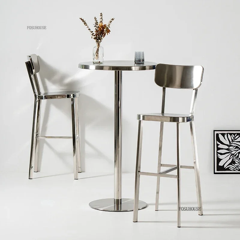 Nordic Stainless Steel Bar Stools Home High Kitchen Stools Minimalist Designer Creative Bar Chairs for Cafe High Dining Chair