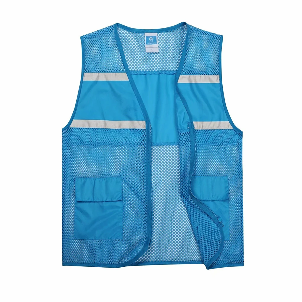 

Men Women Clothes Workwear Vests Coat Unisex Outdoor Mesh Vest Jacket Loose Zip Reflective Strip Printed Fishing Vest Tops