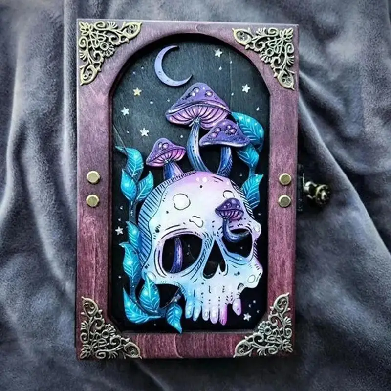 HiddensKeyBox2023SkullAndNatureWoodenKeepsakeMemoryBook