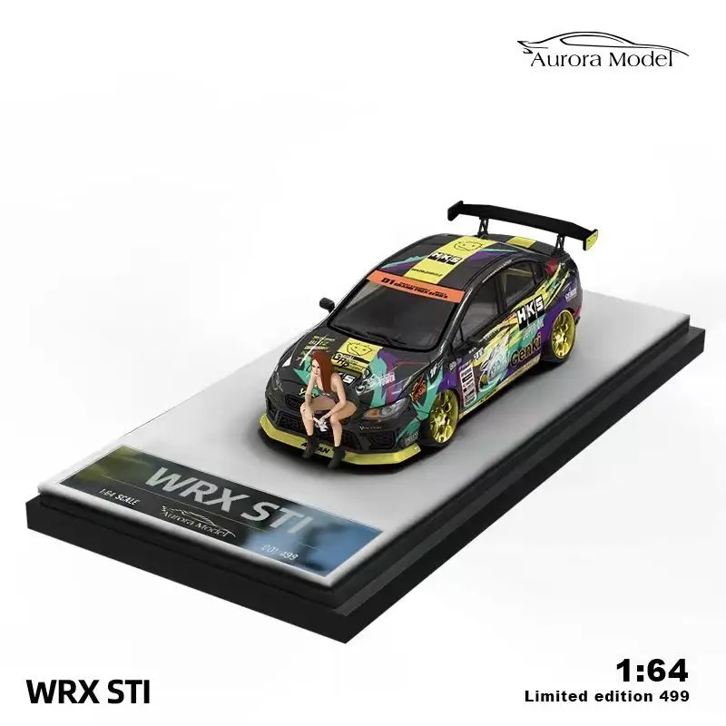 Aurora Model 1/64 スバル WRX STI HKS Aurora Model 1/64 Subaru WRX STI HKS Modified Car Diecast Model