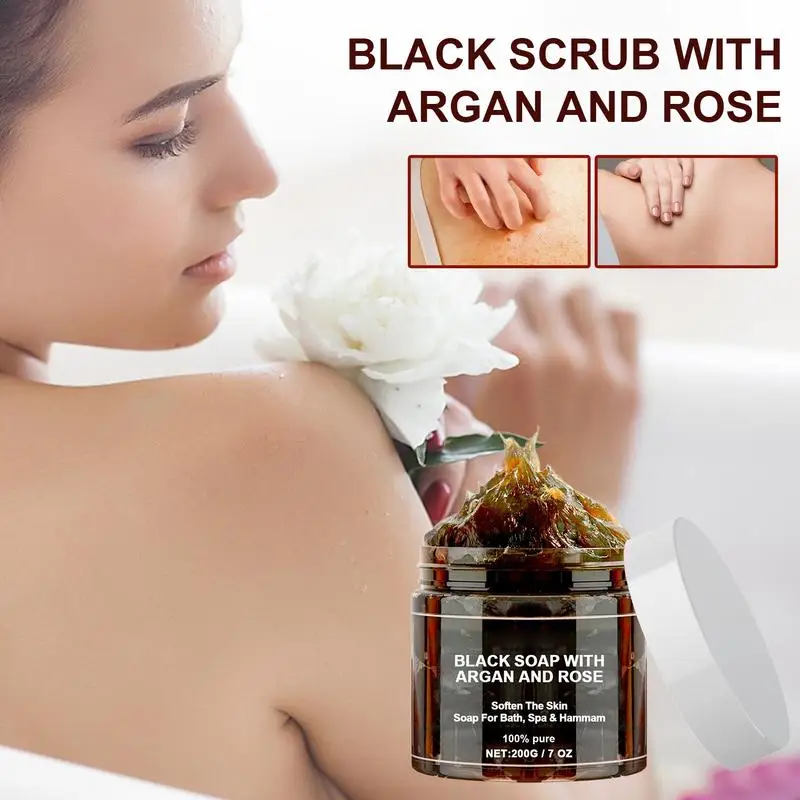 Black Beldi Soap 1pcs 200g With Argan And Rose Morocco Moisturizing Body Remove Acne Skin Care