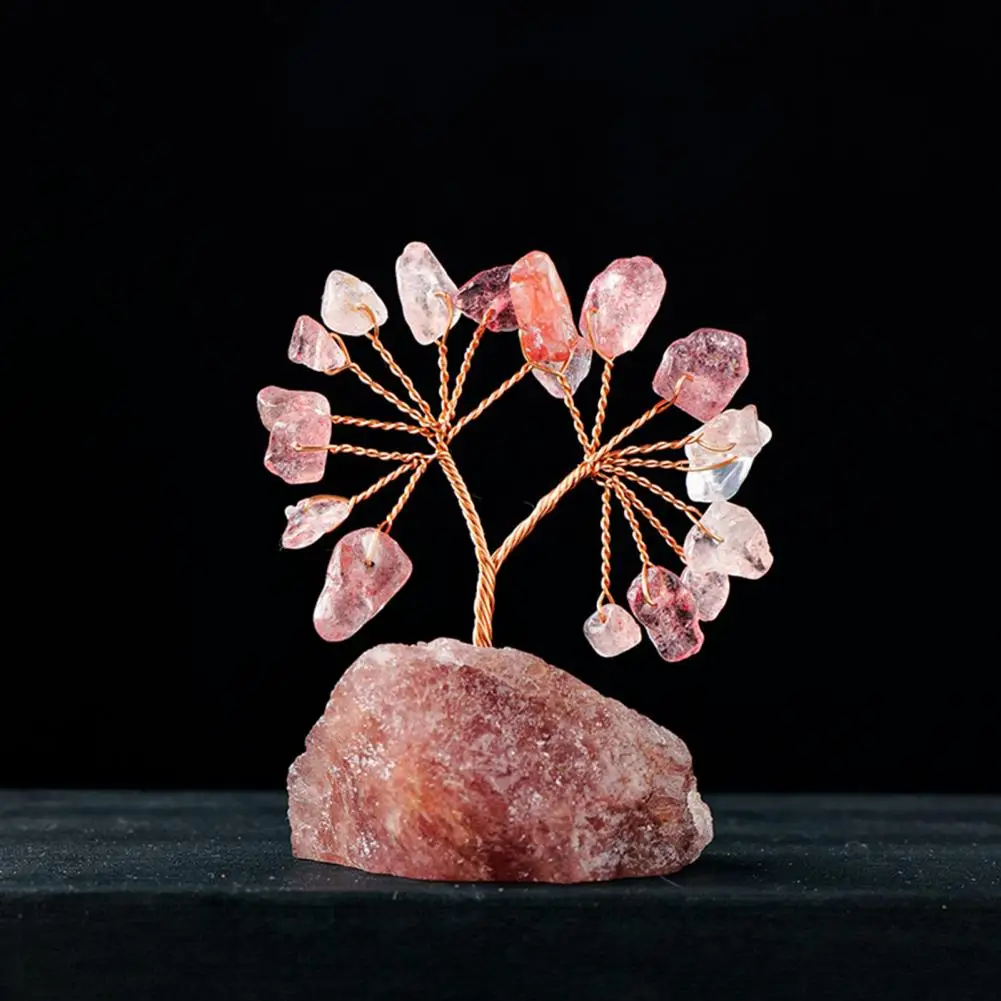 

Positive Natural Stone Tree Ornament Colorful Natural Stone Tree Ornament with Base Positive Healing Energy Wire Stone Life