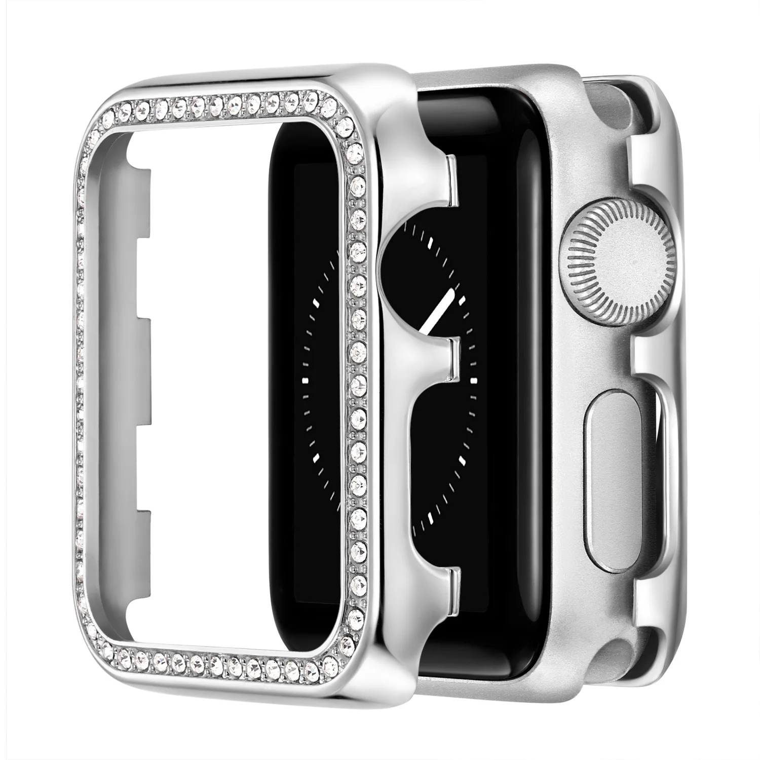 Metal diamond case for Apple watch 45mm 41mm 44mm 40mm 42mm 38mm Stainless steel protective case for iwatch 8 7 6 5 4 3 SE shell