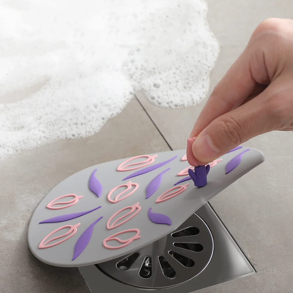 

Deodorant Flower Floor Drain Mat Sealing Anti Blocking Sewer Deodorant Cover Anti-clogging with Handle Floor Drain Cover