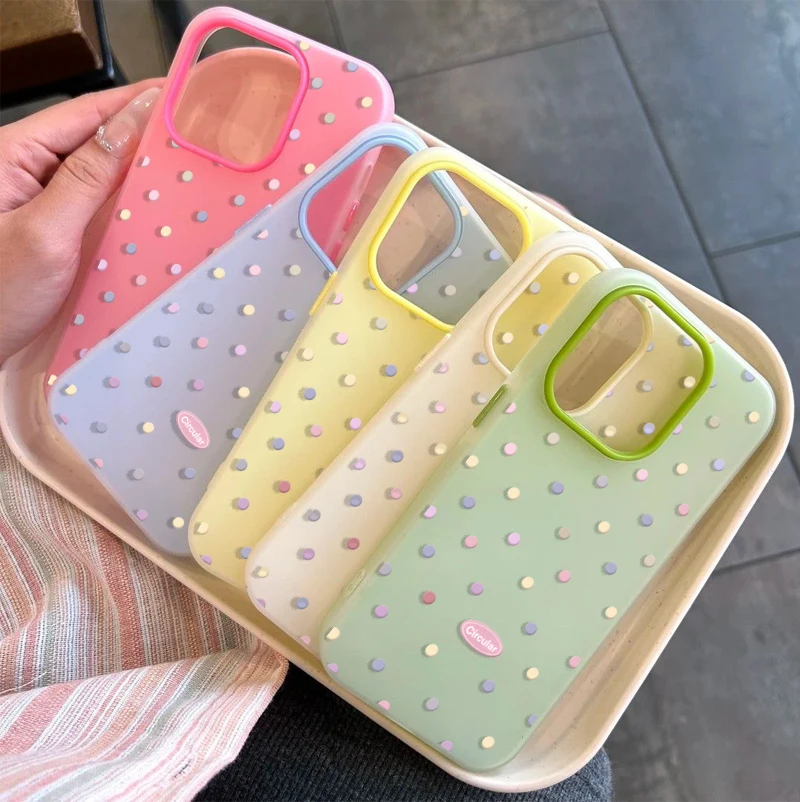 Candy Color Polka Dots Soft Matte Phone Case