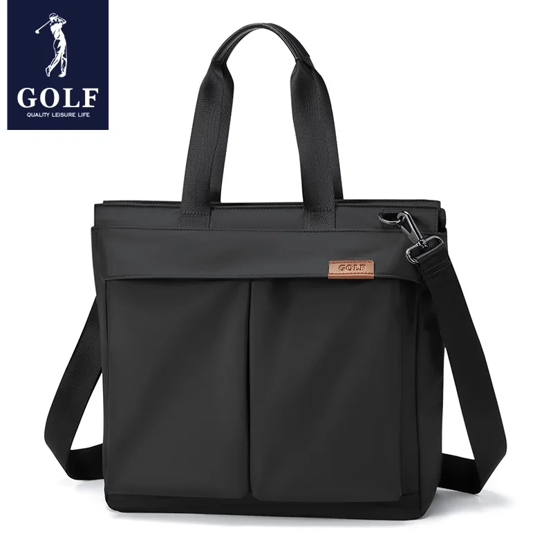 GOLF Briefcase Business Men Bags Large Capacity Black Office Handbag with Handle Leather Messenger Shoulder Bag 15 Inch Laptop