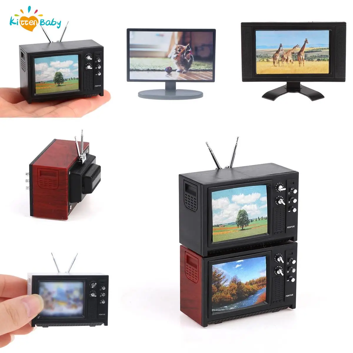 ECSiNG Mini Télévision pour Maison de Poupée Miniature TV 1:12