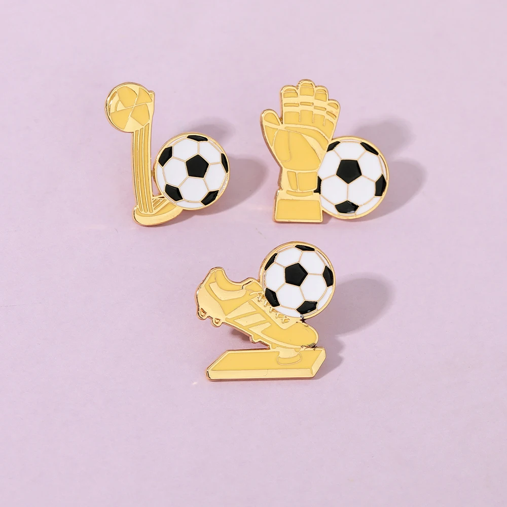 Soccer Shoes Goalkeeper Gloves Trophies Design Football Enamel Pins Sports Fans Golden Brooches - Image 4