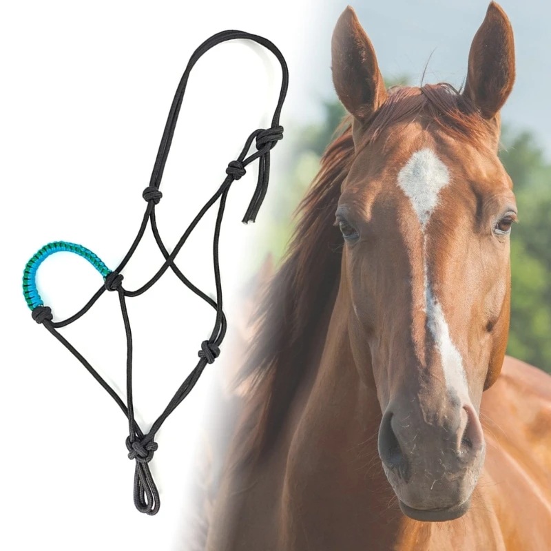 Horse Halters Braided Nylon Rope Wear Resistant Rope Halter Horse Training Tool 4