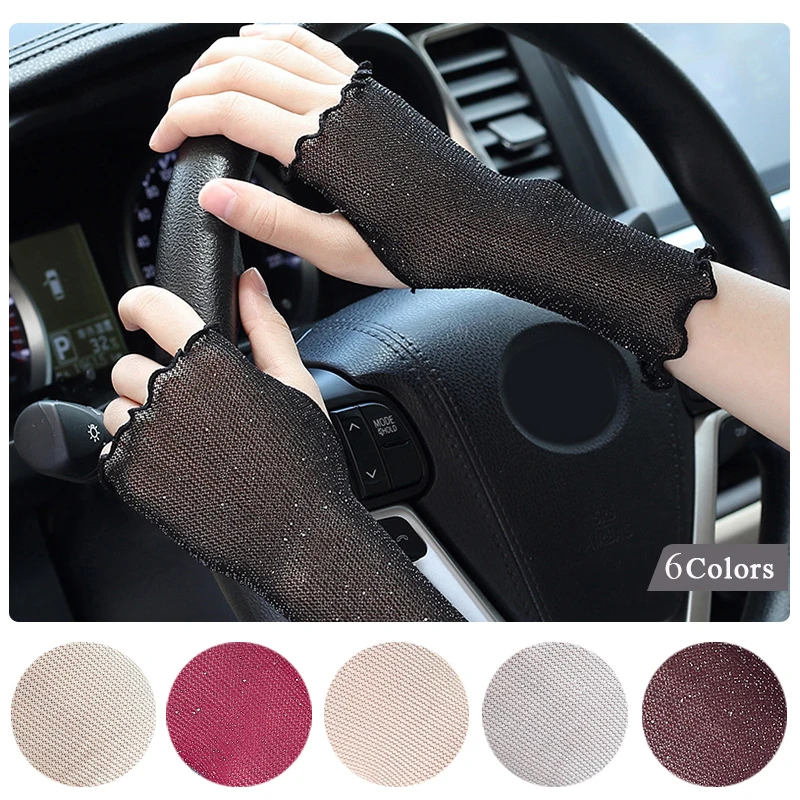 

Sexy Summer Anti UV Gloves Wrist Cuff Mesh Fingerless Gloves Driving Gloves Half Finger Sunscreen Mesh Mittens Elegant Ladies