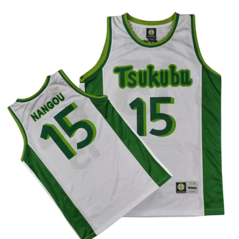 Anime TSUKUBU #15 NANGOU Basketball Jersey Mens Breathable Quick Drying Basketball Shirt