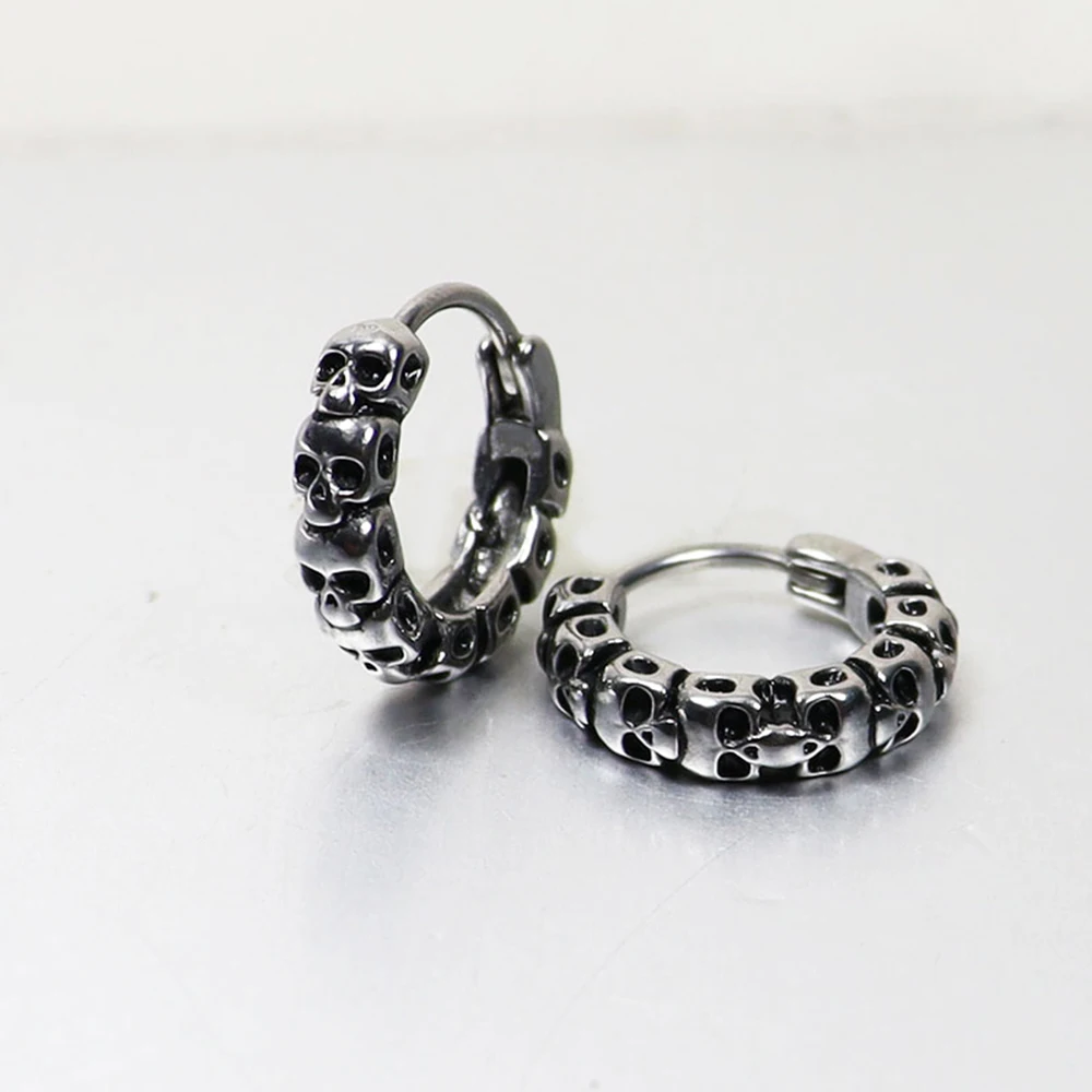 

Винтажные готические серьги-кольца из нержавеющей стали с черепом для женщин, ювелирные изделия keleton Punk Rock