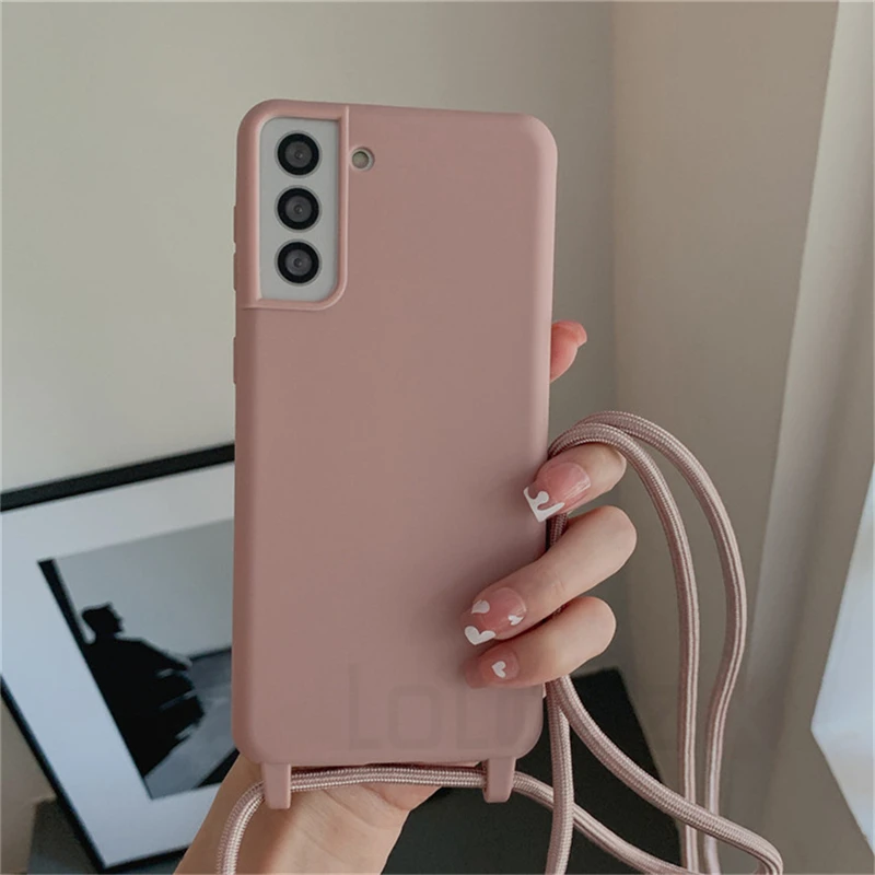 Soft Silicone Lanyard Cord Strap Phone Case with Rope Cover