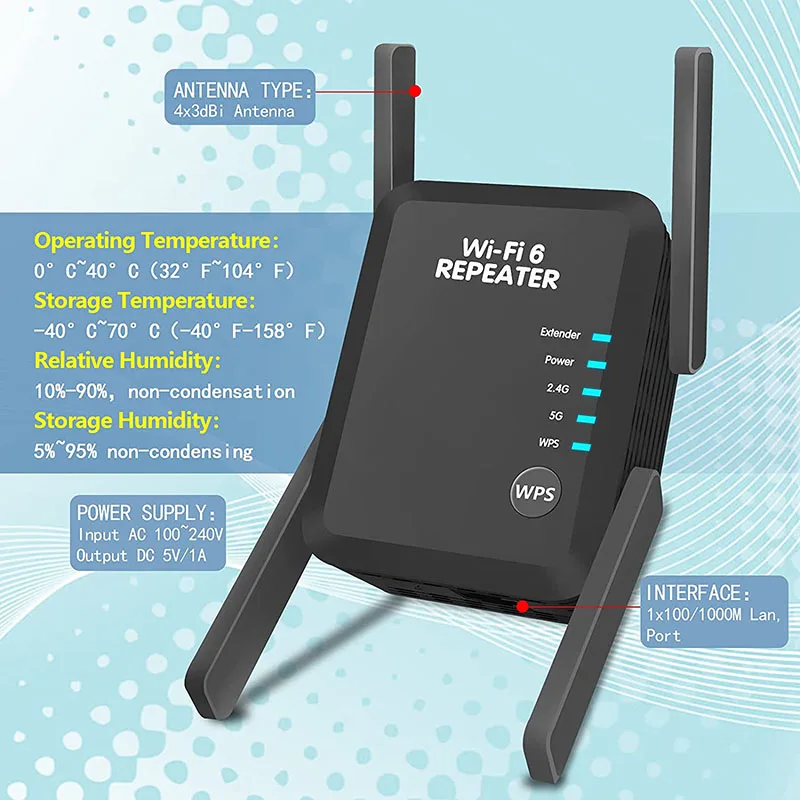 wireless wifi router AX1800Mbps WiFi 6 Extender WiFi Range Repeater 2.4Ghz and 5.8Ghz Dual-Band Wireless Signal Booster with Ethernet Port best gaming router