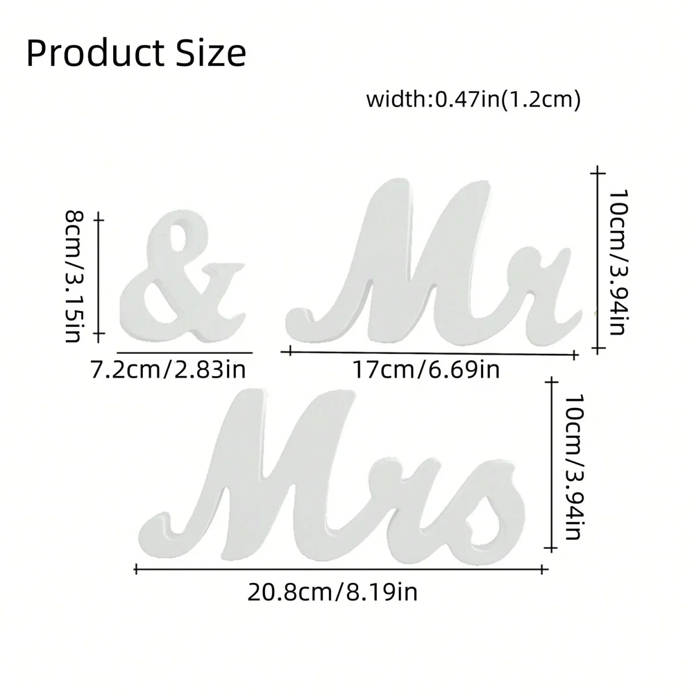1set Wooden Mr & Mrs Sign Decoration For Wedding Party Ceremony Check-In Desk, Dining Table，Be engaged Decoration