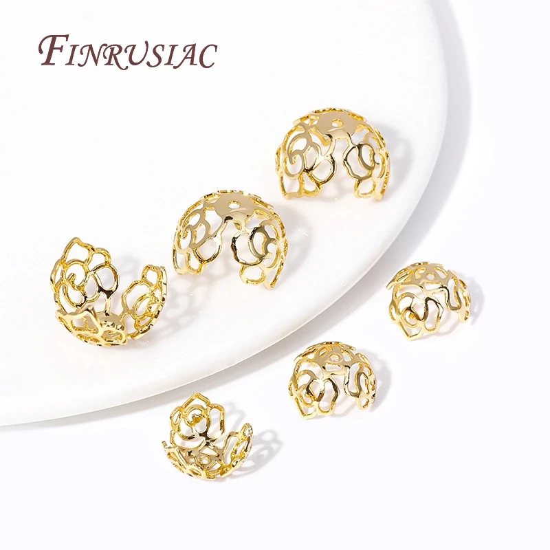 

18K Gold Plated 12/16MM Large Beads Caps Filigree Bead Cap High Quality Jewelry Beads Cap DIY Handmade Jewelry Accessories