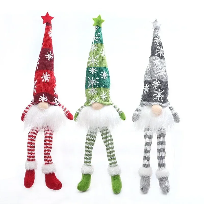 Christmas Faceless Doll Gnome Ornaments LED Light Plush Knitting Crafts Pendant Decor Christmas Decorations For Home Kids Gift