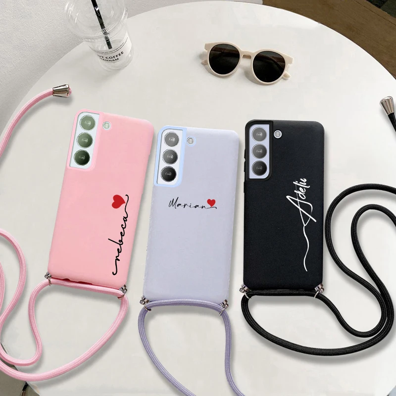 Custodia Personalizzata Personalizzata Con Nome Per Samsung S22 Ultra Plus 5G Custodia Con Cordino In Silicone Per Samsung Galaxy S22 S22 Ultra Plus