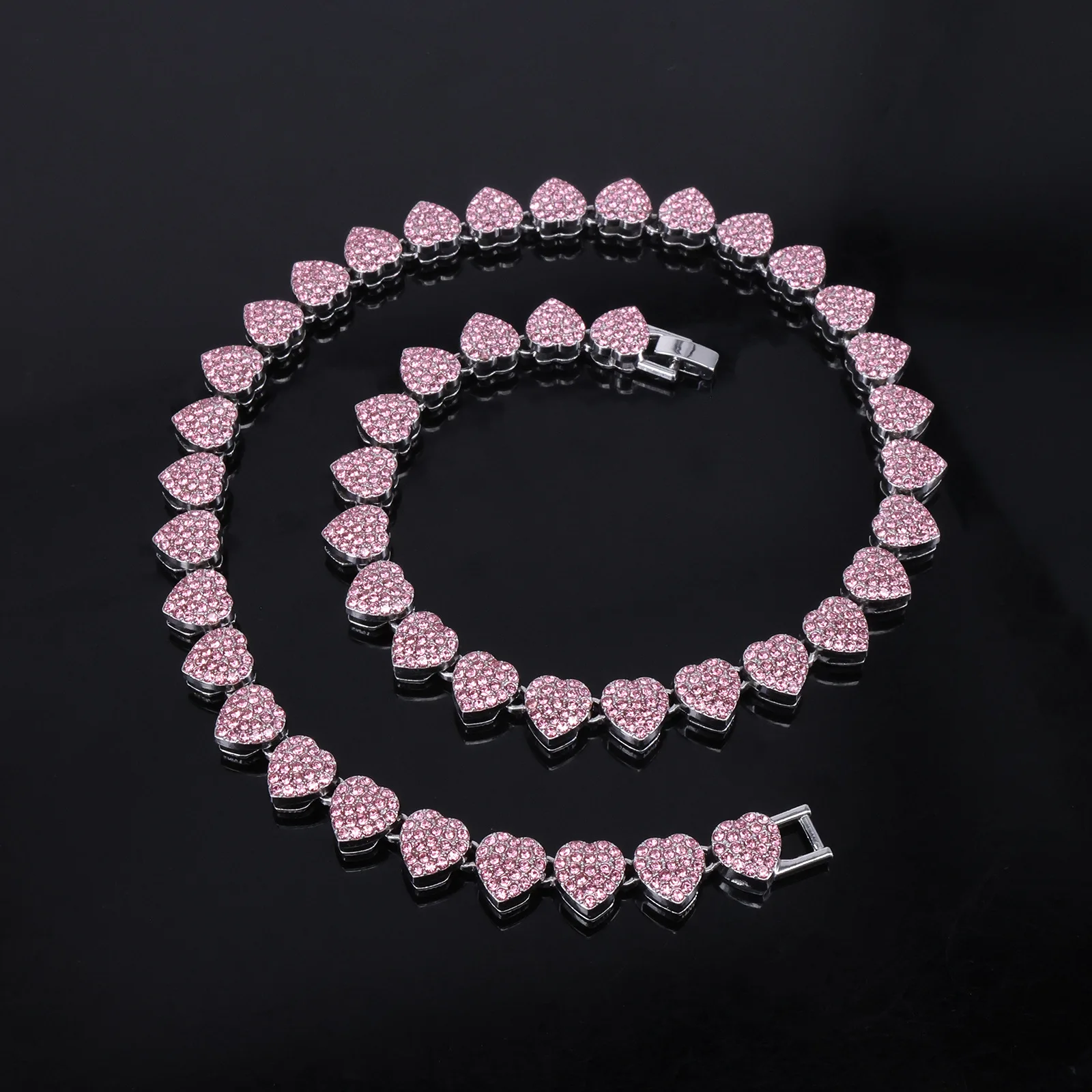 Hip-Hop Herzförmige Kubanische Kette Halskette Gold/Silber Farbe Halskette für Männer Frauen Voll mit Zirkonia Besetzt Männer Frauen Schmuck – Detail 8