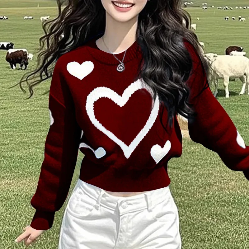 Description Picture 2 of itemLove Color Collision Knitted Sweater For Women 2025 New Fashion Spring Autumn Korean Casual Bottoming Shirt Knitwear Pullover