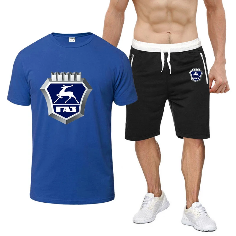 GAZ Gazelle 2023 Men's New Summer Sportswear Cotton Printing Short Sleeves Breathable T-Shirts Tops And Shorts Casualwear Suits