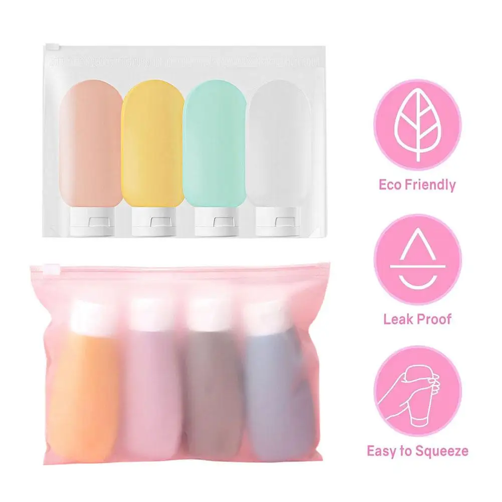 Set of 4 Portable Leak-Proof Travel Bottles