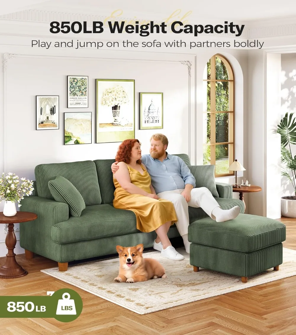 87" Corduroy Sofa with Deep Seats 5