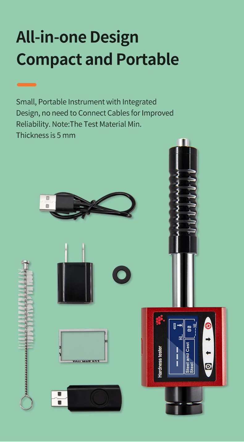 360° Durometer 6-in-1 Metal Hardness Tester For Alloy Steel Stainless Cast Iron