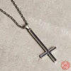 MKENDN Gothic Style 100% 925 Sterling Silver Inverted Cross Pendant Necklace For Men Women Pray Jewelry Gifts 1