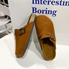 Classic Fashion Women's Suede Mules Slippers Men Clogs Cork Insole Sandals with Arch Support Outdoor Beach Slides Home Shoes 1