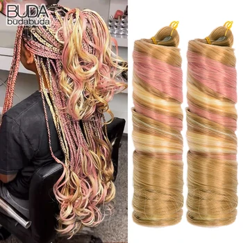 24 Inch French Curl Braiding Hair Synthetic Hair Pre Stretched Loose Wavy Crochet Braids Hair Extensions Bouncy for Black Women 1