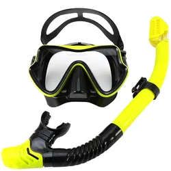 Panoramic View Tempered Glass Diving and Snorkeling Set (BlackYellow)