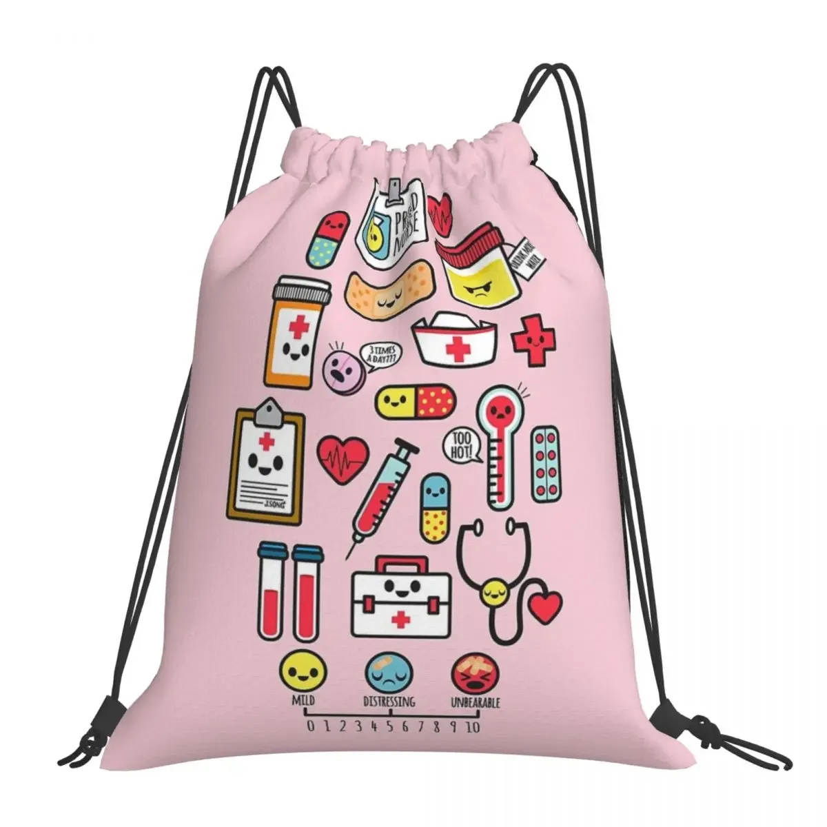 

Proud To Be A Nurse Pink Backpacks Multi-function Portable Drawstring Bags Drawstring Bundle Pocket Shoes Bag BookBag For Travel