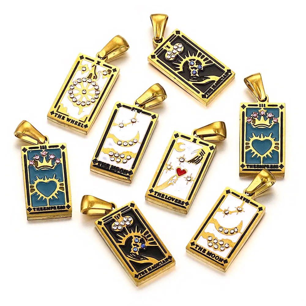 

2pcs Stainless Steel Gold Color Charms Tarot Card Vintage Pendant for DIY Necklace Earrings Jewelry Making Accessories Wholesale