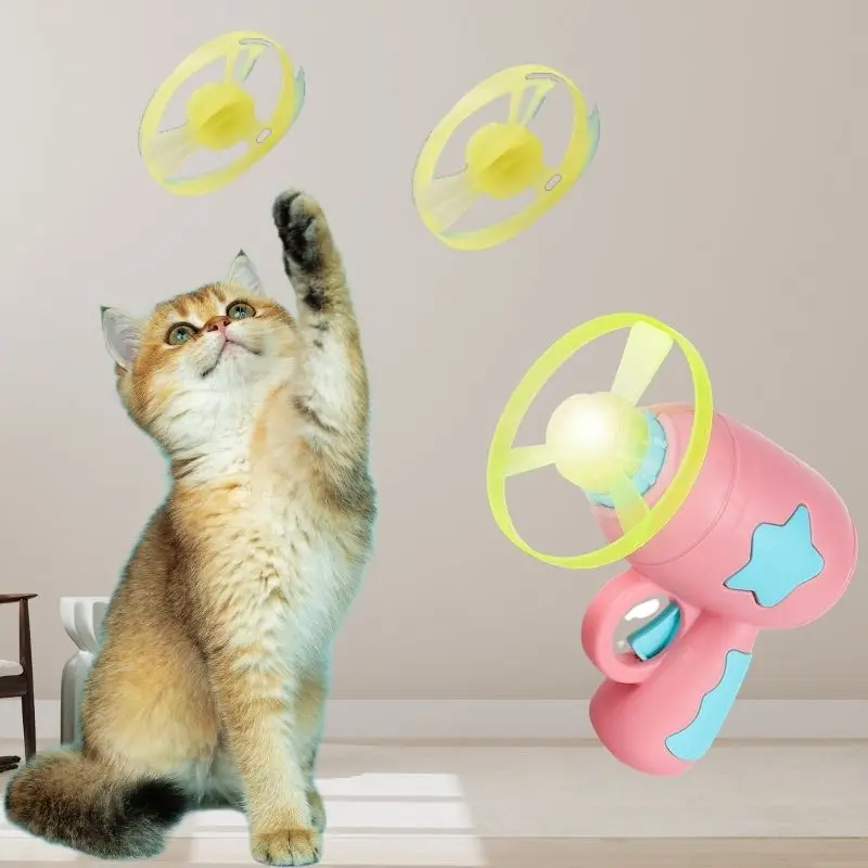 Interactive Cat Flying Toys Playing Disc Toy LED Light For Pet Cat Play