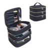 3-Layer Large Capacity Quilted Makeup Bag Organizer with Handles - Suitable for Travel and Home Organizer 1
