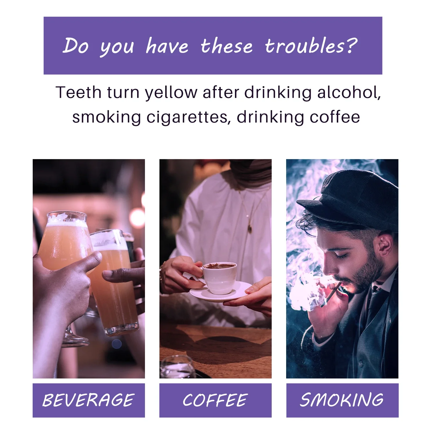 V34 Purple Teeth Whitening Mousse Deep Cleaning Stains Removal Repair Bright Yellow Tones Toothpaste Color Corrector Serum