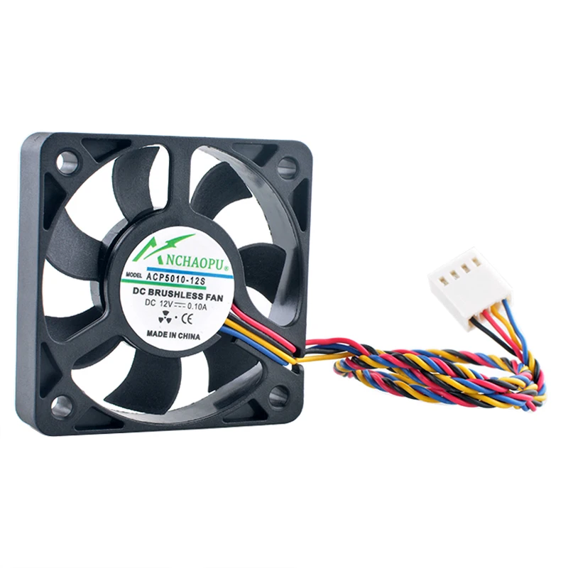 ANCHAOPU ACP5010-12S ACP5010-12PWM 5cm 50x50x10mm 50mm fan DC12V 0.10A 4pin Quiet cooling fan For chassis CPU