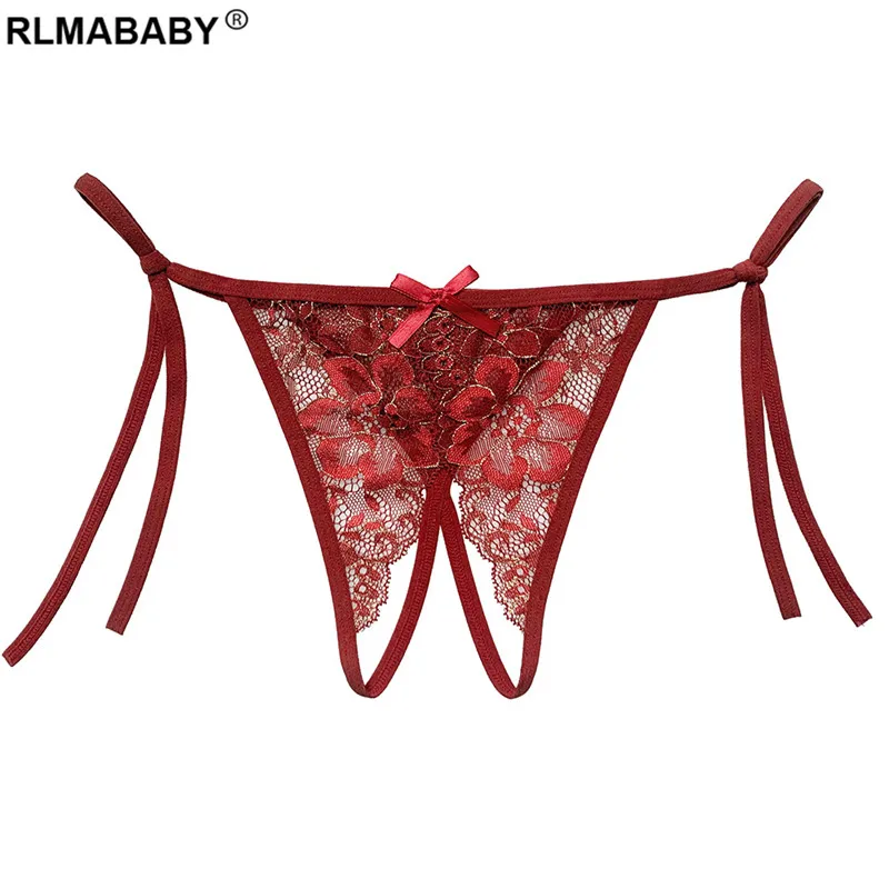 Sexy Women Temptation Bandage Underwear Thong Fashion Hot Lace Embroidery Floral Panties See Through Lingerie G-String Briefs · v2