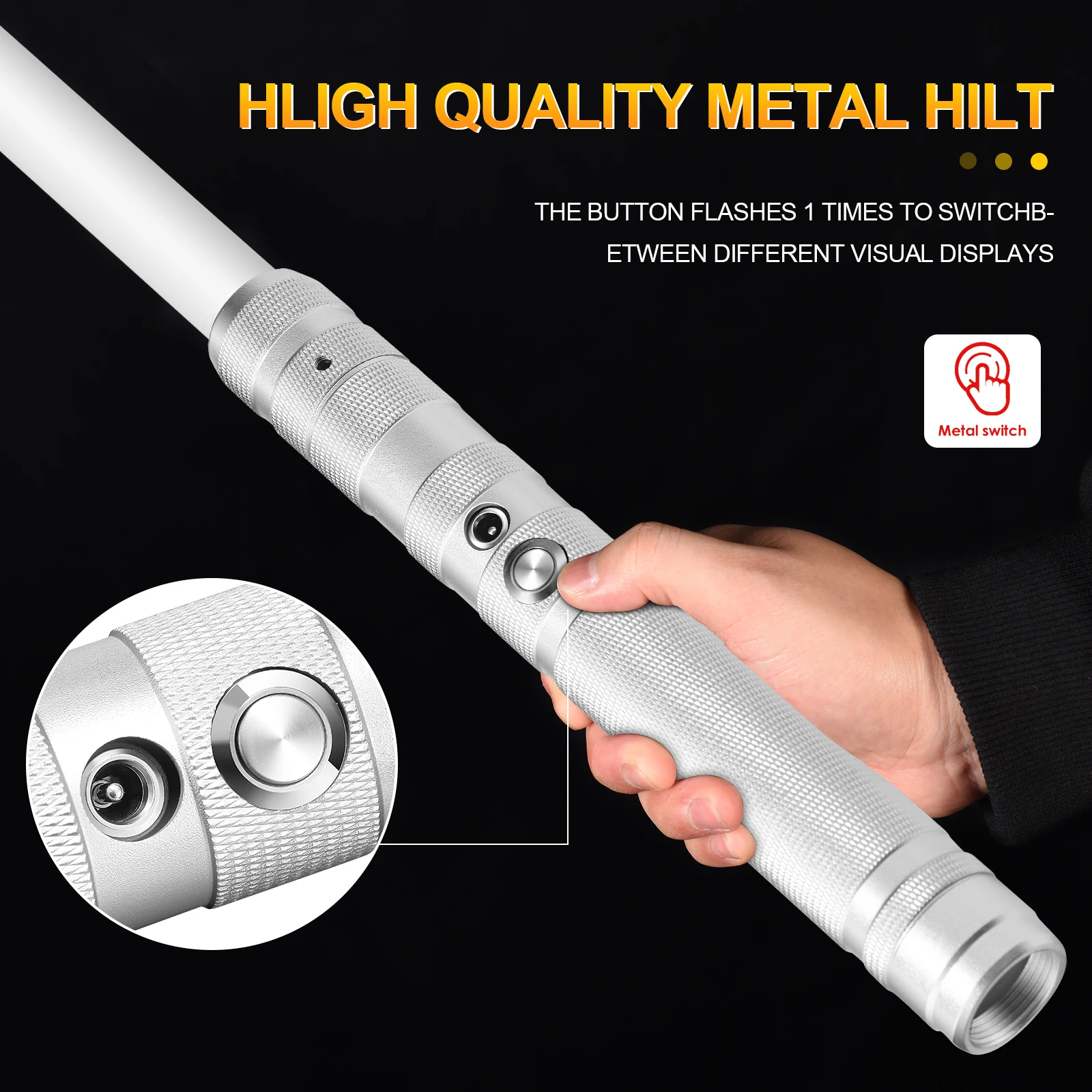 

RGB Lightsaber Metal Rechargeable Handle 7Color Variable With Hitting Sound Effect FX Duel Lightsaber Metel Handle LED Toy