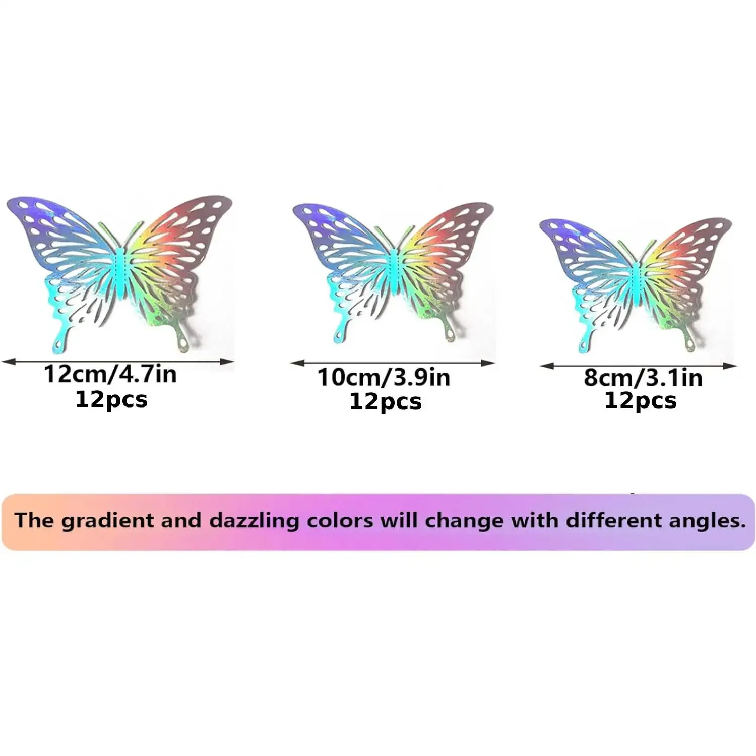 Laser Butterfly Wall Decor 3D Paper Butterfly Sticker 36pcs for Cake Cupcake Gift Box Birthday Baby Shower Girl Room Decals, luminous wall stickers,wall stickers,vinyl decal stickers