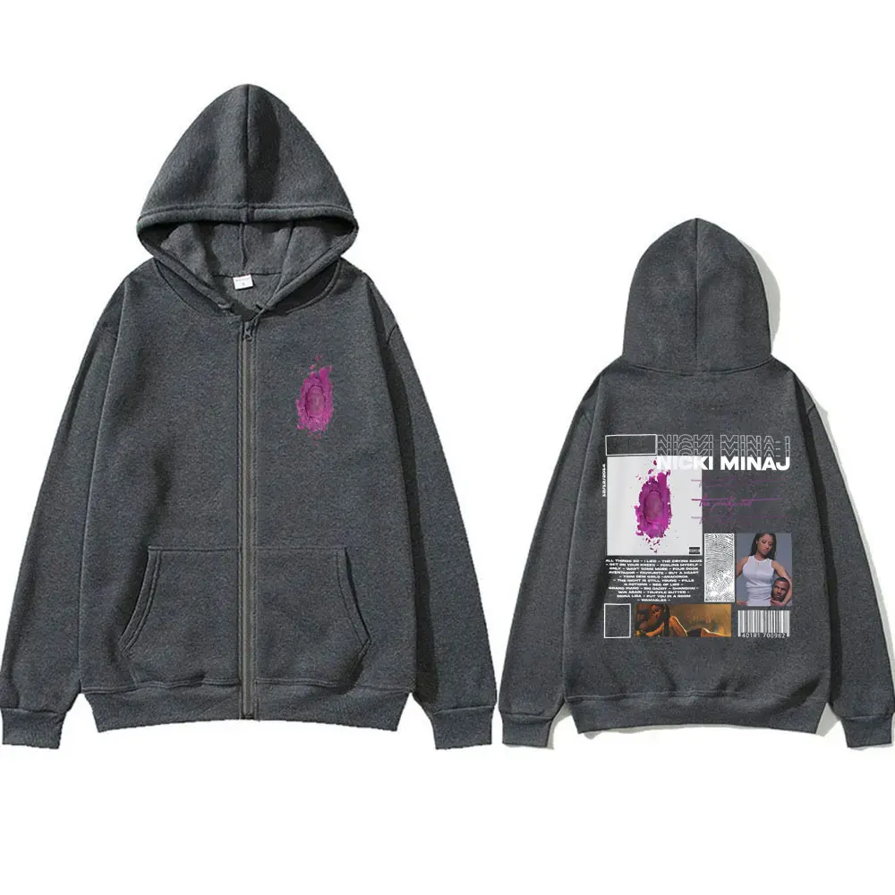Rapper Nicki Minaj The Pinkprint Cover Print Zipper Hoodie Men Women Hip Hop Fashion Zip Up Hoodie Men's Oversized Zip Up Jacket