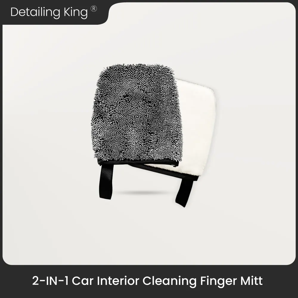 Detailing King Double-Side Car Interior Wash Mitt Ultra Soft Microfiber & Fibesr-Like Scratch-Free Scrubbing Finger Wash Mitt