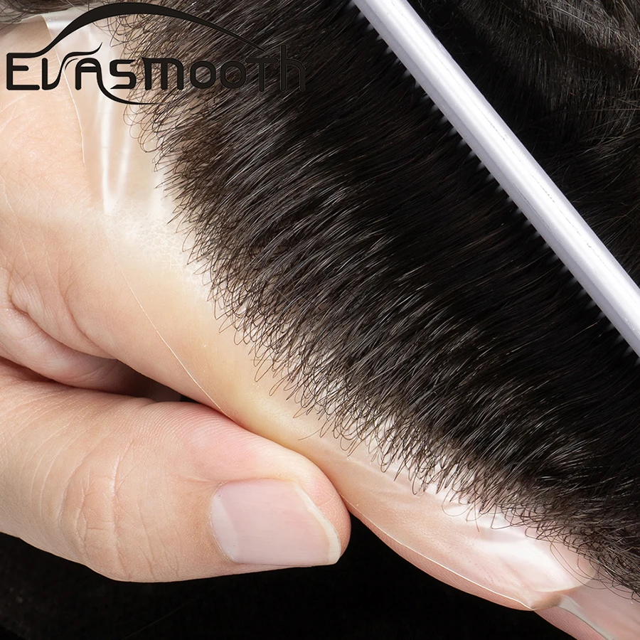 Human Hair Toupee Thin Skin 0.03mm Natural Hair Men Toupee Human Hair Men Wig Replacement Systems Piece Prosthesis Capillary Hombre Male Wigs