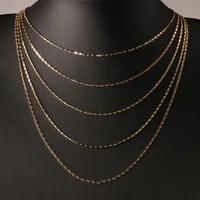 40-75cm 18k Gold Color Charm 2mm Flat Chain Necklaces For Women Men Luxury Fashion Party Wedding Jewelry 6