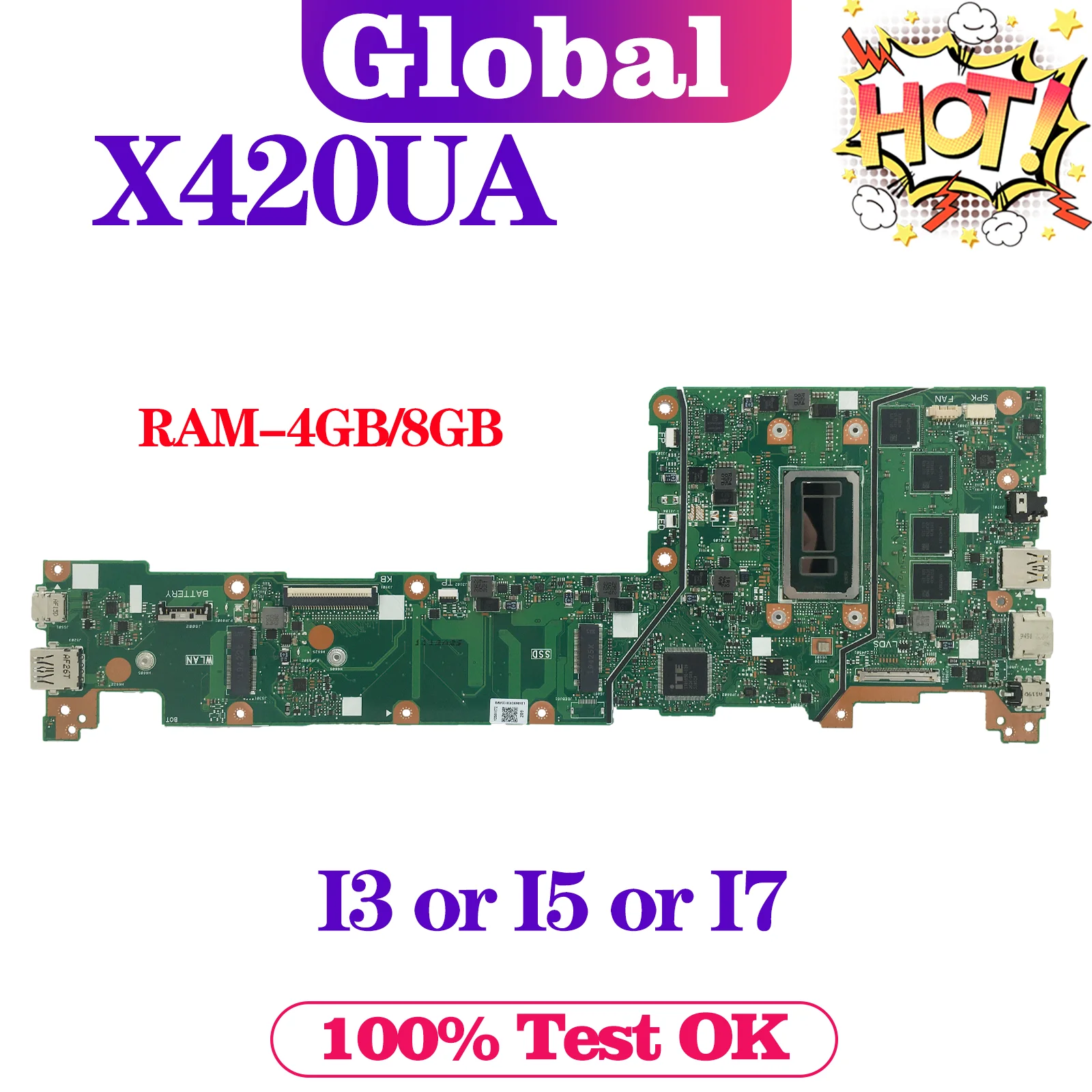 

KEFU Mainboard For ASUS Vivobook X420UA X420U F420UA A420UA F420U A420U Y406UA Y406U Laptop Motherboard I3 I5 I7 4GB/8GB